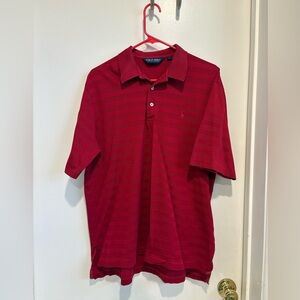 Ralph Lauren Polo Golf Deep Red striped Polo Shirt size Men’s Large